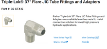 Load image into Gallery viewer, 32-CTX-S Triple Lok 37 Flare JIC Tube Fittings and Adaptors